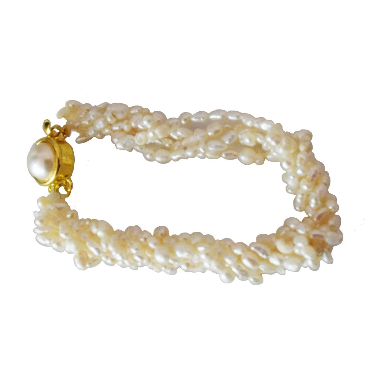 5 Line Twisted Rice Pearl Bracelet  SB62