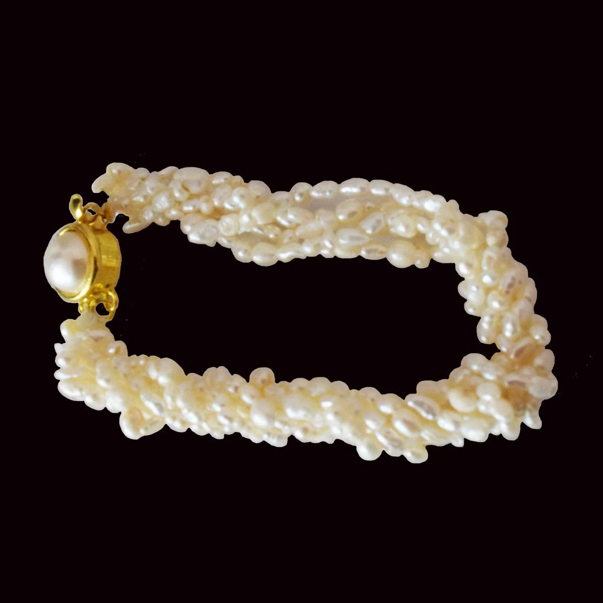 5 Line Twisted Rice Pearl Bracelet  SB62