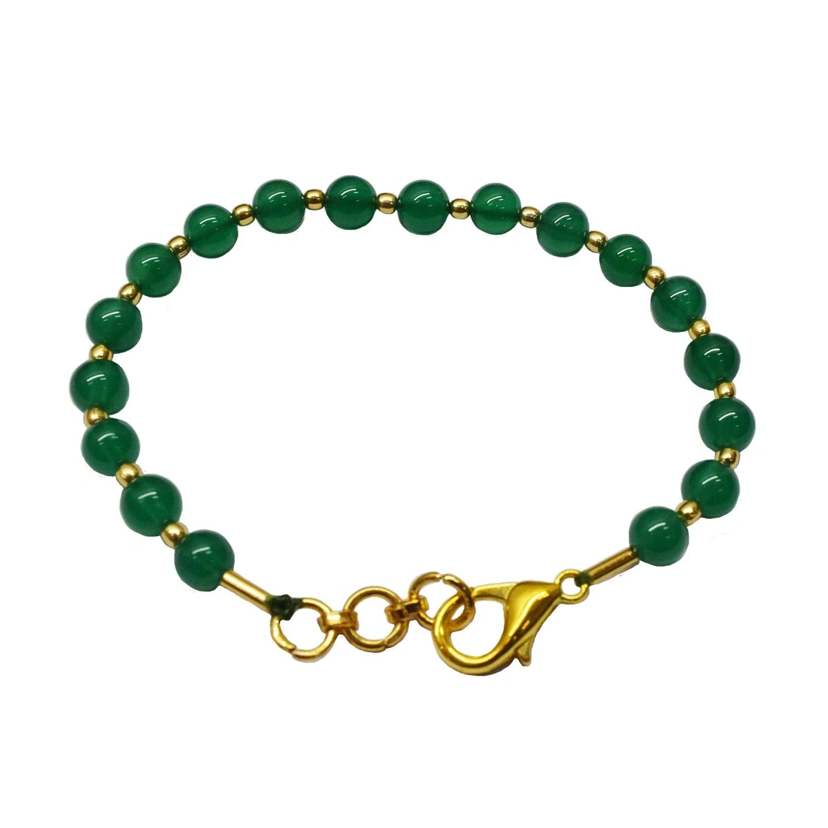 Real Green Onyx and Gold Plated Beads Bracelet for Women (SB65)