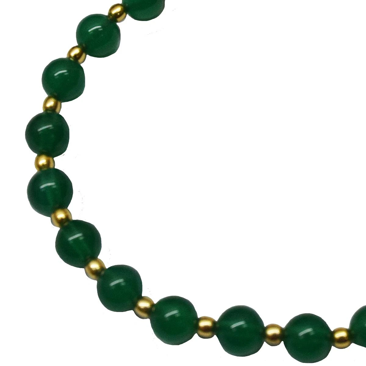 Real Green Onyx and Gold Plated Beads Bracelet for Women (SB65)