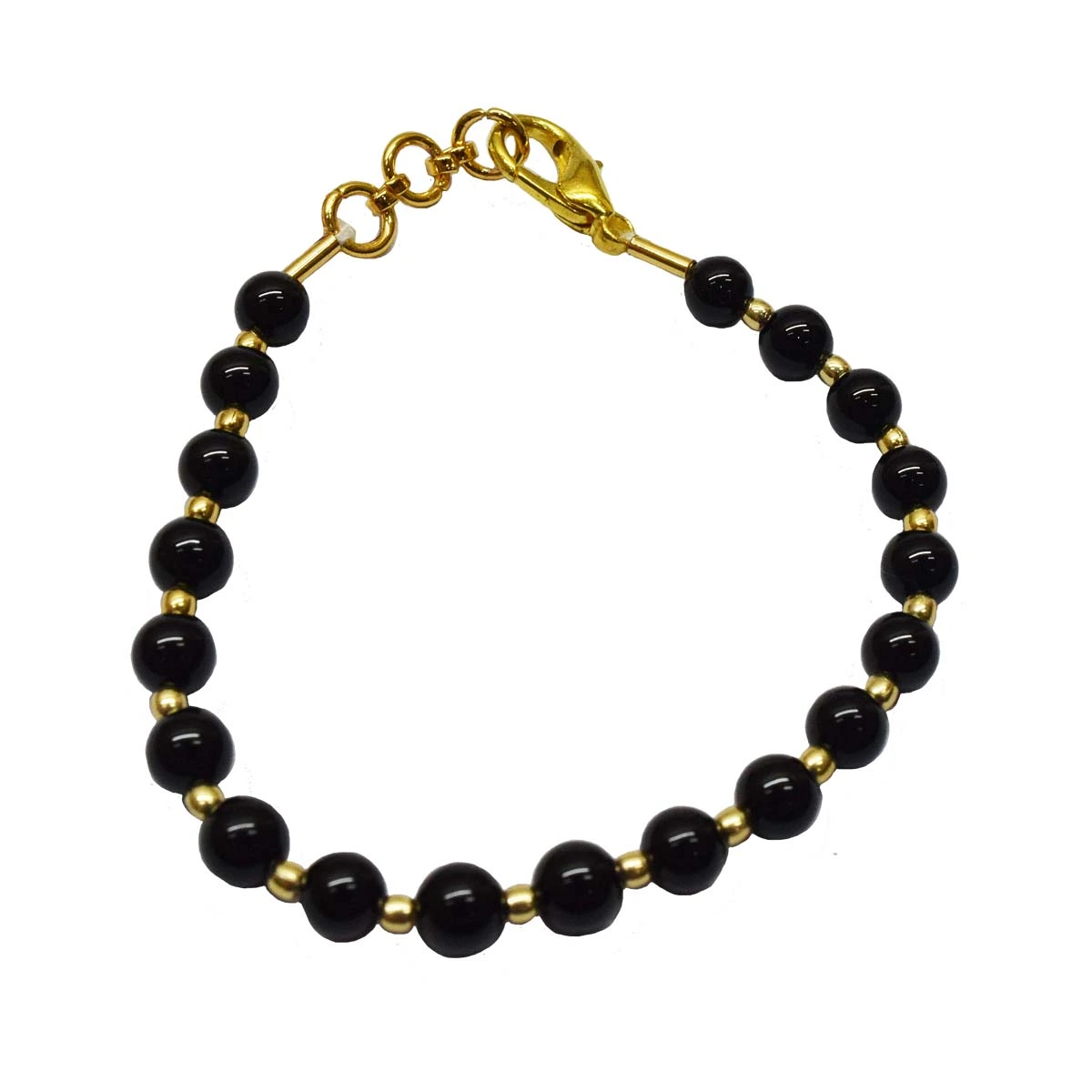 Real Black Onyx & Gold Plated Beads Bracelet  (SB66)