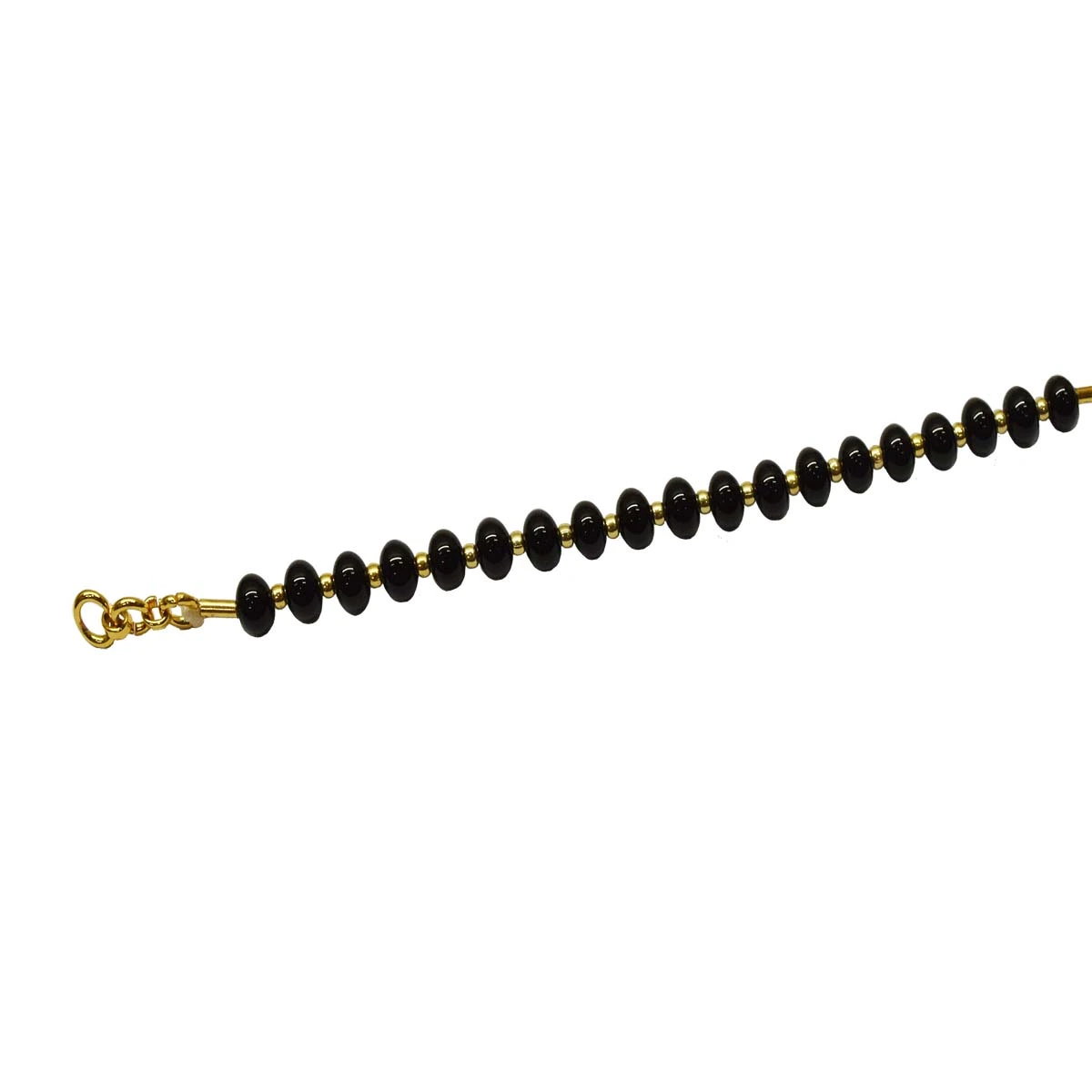 Real Black Onyx & Gold Plated Beads Bracelet  (SB66)