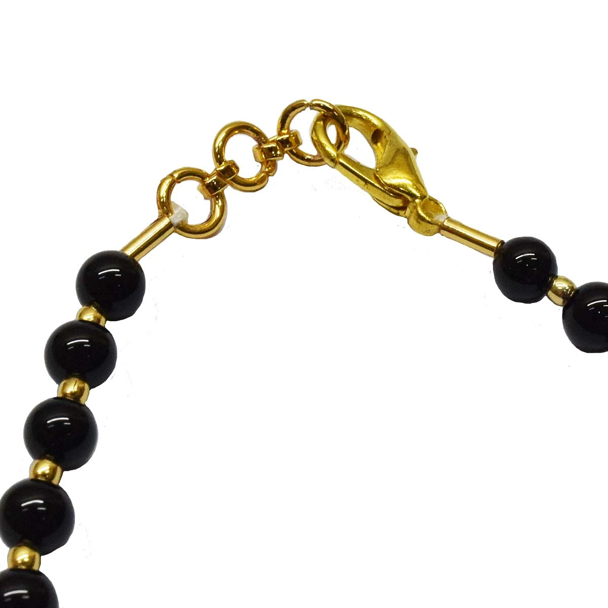 Real Black Onyx & Gold Plated Beads Bracelet  (SB66)