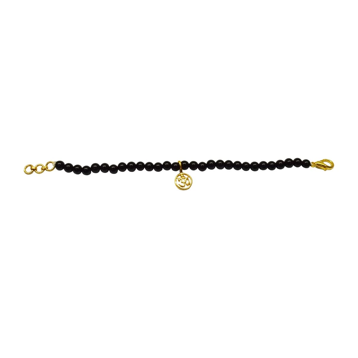 Gold Plated Sterling Silver Aum Charm with Black Onyx Bracelet (SB67)