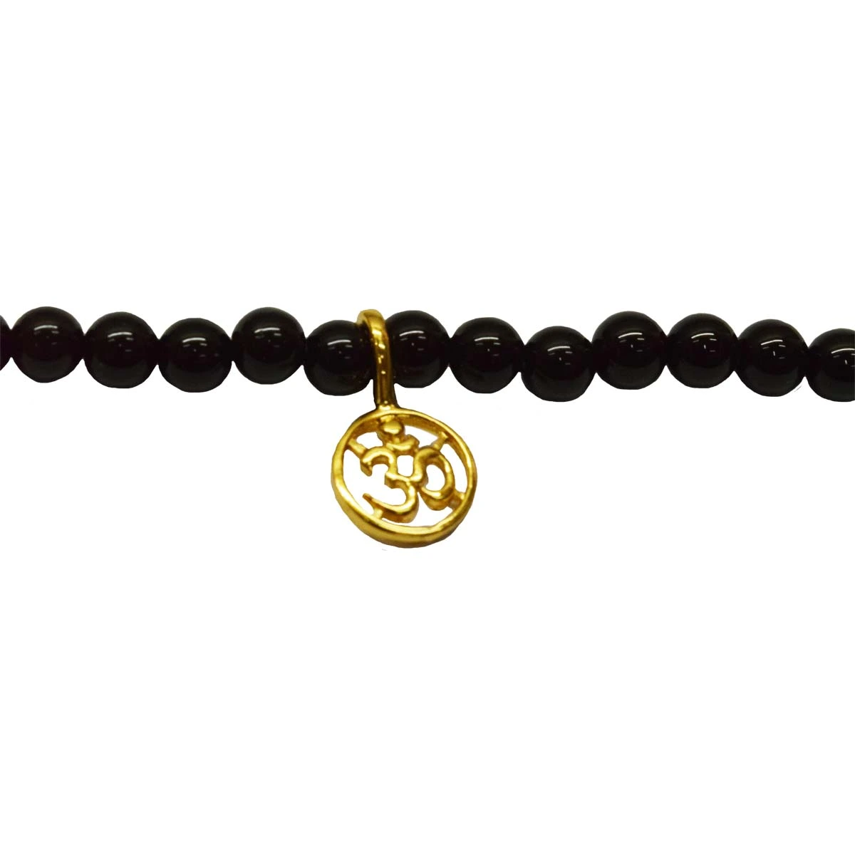 Gold Plated Sterling Silver Aum Charm with Black Onyx Bracelet (SB67)