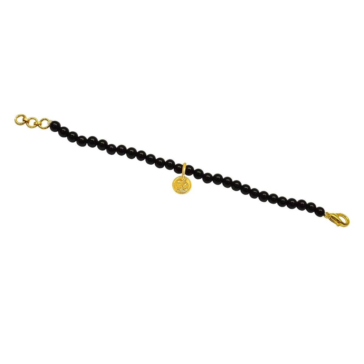 Gold Plated Sterling Silver Aum with Black Onyx Bracelet for Men and Women (SB68)