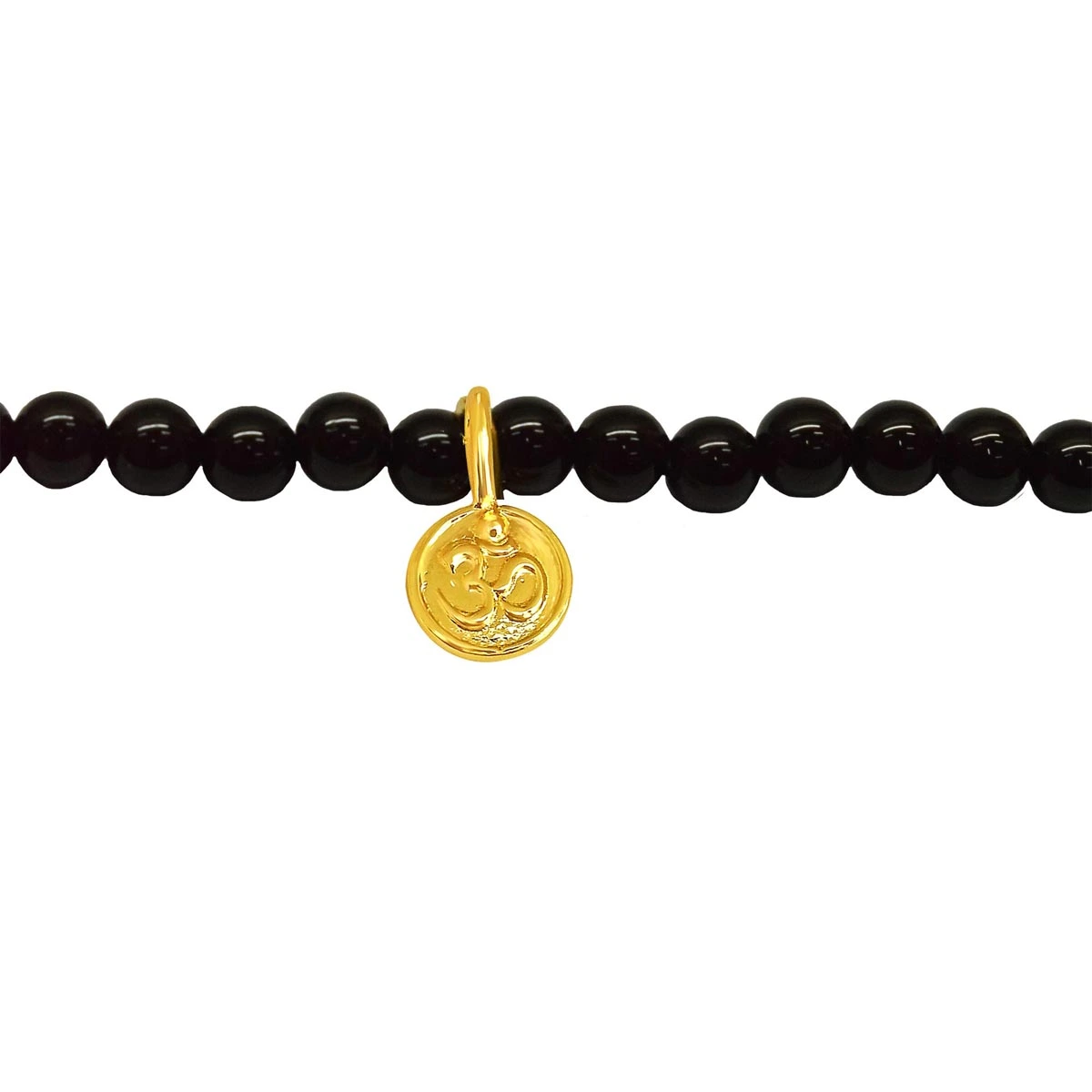 Gold Plated Sterling Silver Aum with Black Onyx Bracelet for Men and Women (SB68)