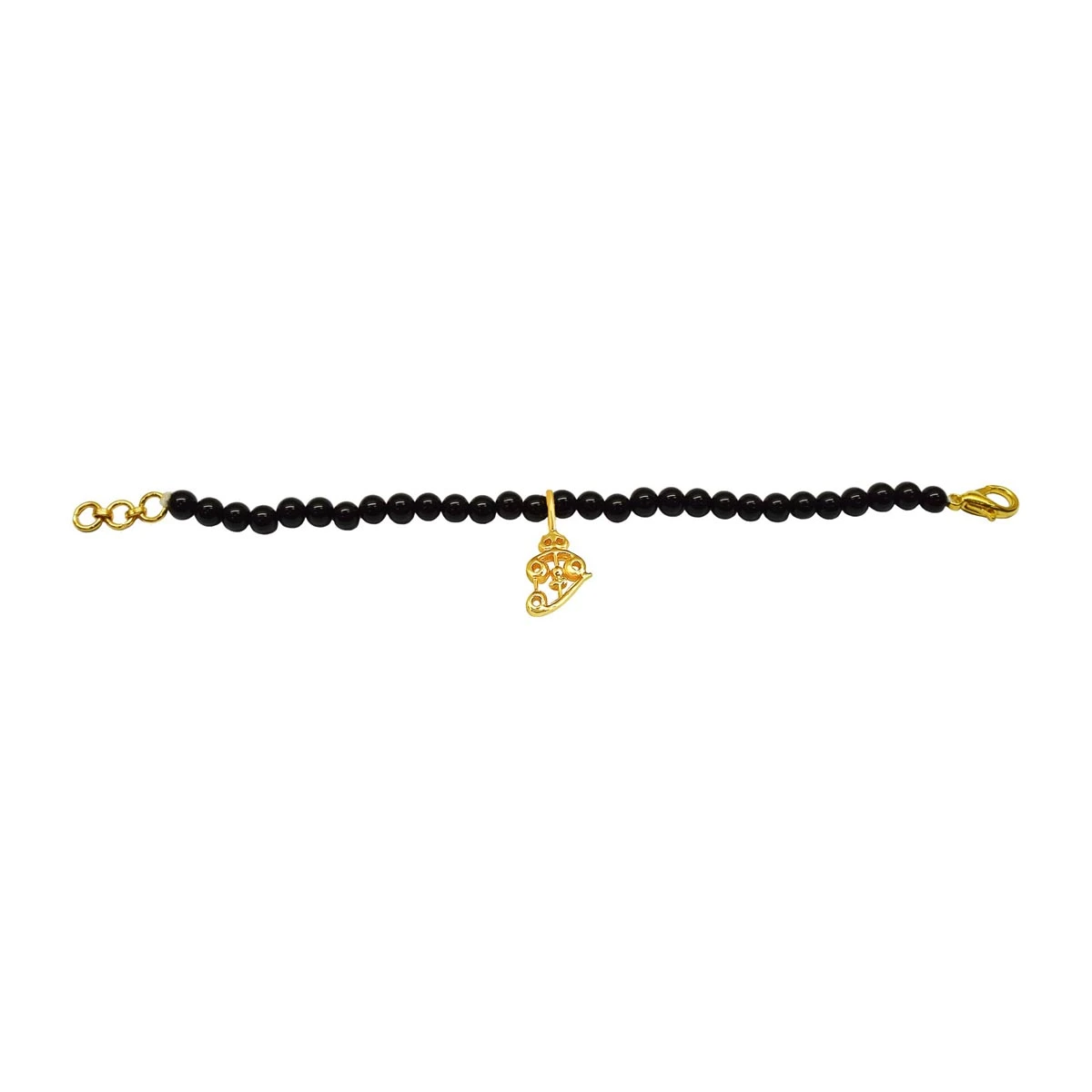 Gold Plated Sterling Silver Shiva's Trishul with Black Onyx Bracelet for Men and Women (SB69)