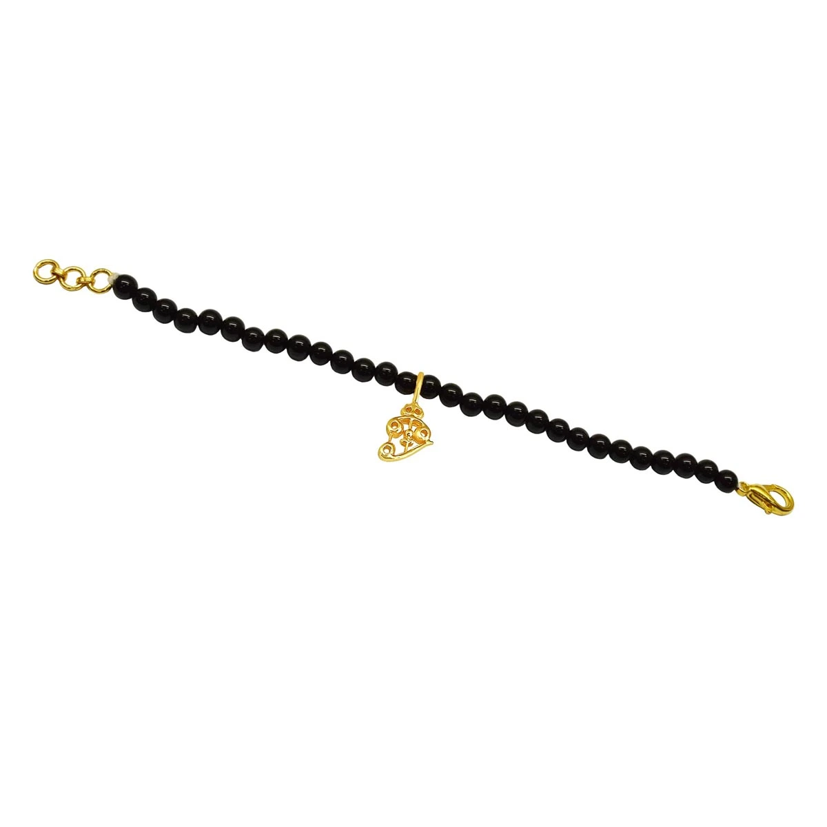 Gold Plated Sterling Silver Shiva's Trishul with Black Onyx Bracelet for Men and Women (SB69)