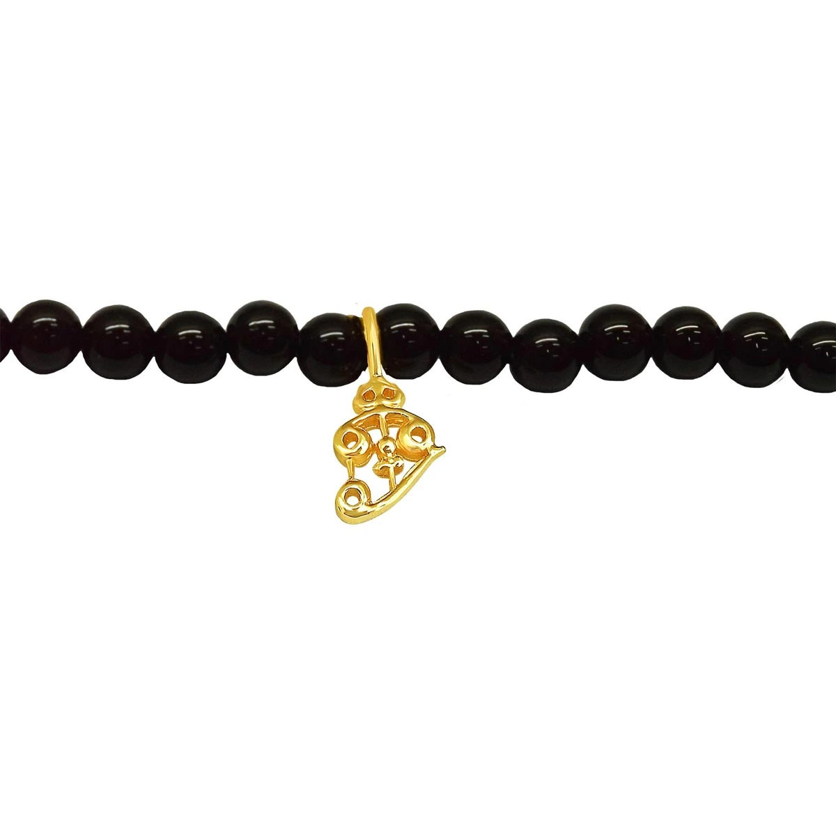 Gold Plated Sterling Silver Shiva's Trishul with Black Onyx Bracelet for Men and Women (SB69)