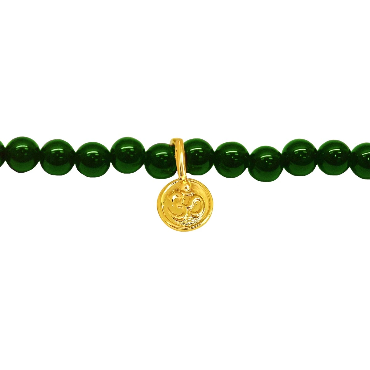 Gold Plated Sterling Silver Aum with Green Onyx Bracelet for Men and Women (SB72)