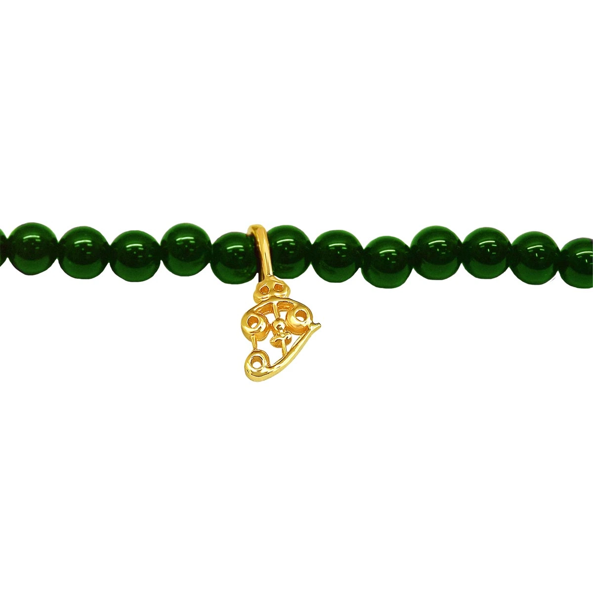 Gold Plated Sterling Silver Shiva's Trishul with Green Onyx Bracelet for Men and Women (SB73)