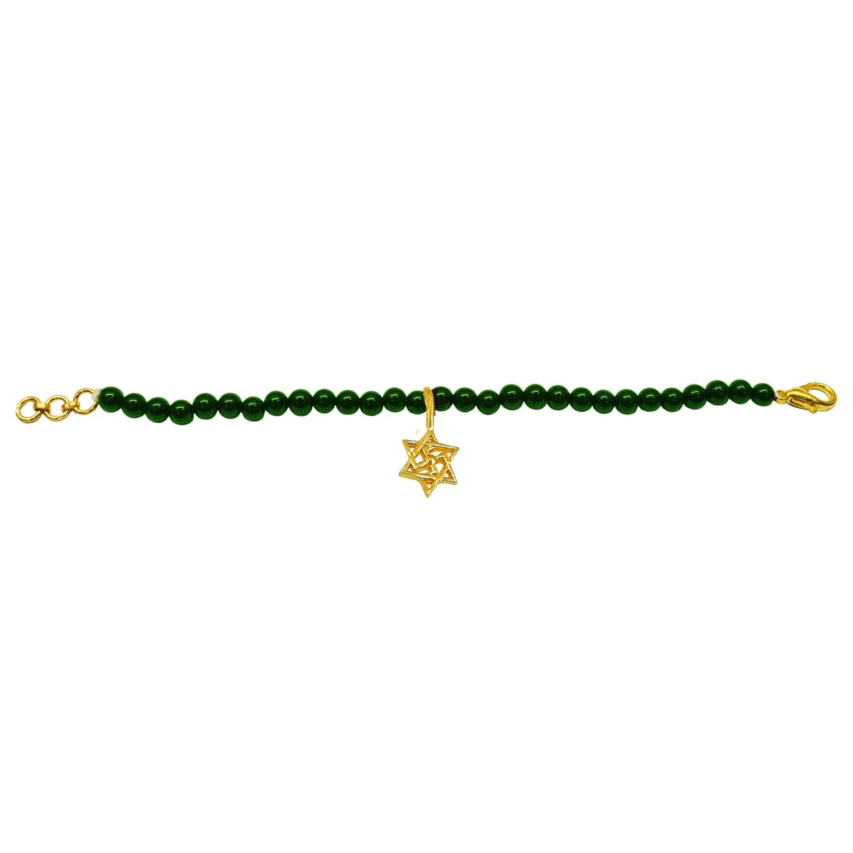 Gold Plated Sterling Silver Swastik with Green Onyx Bracelet for Men and Women (SB74)
