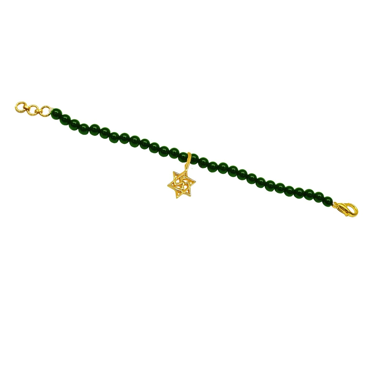 Gold Plated Sterling Silver Swastik with Green Onyx Bracelet for Men and Women (SB74)