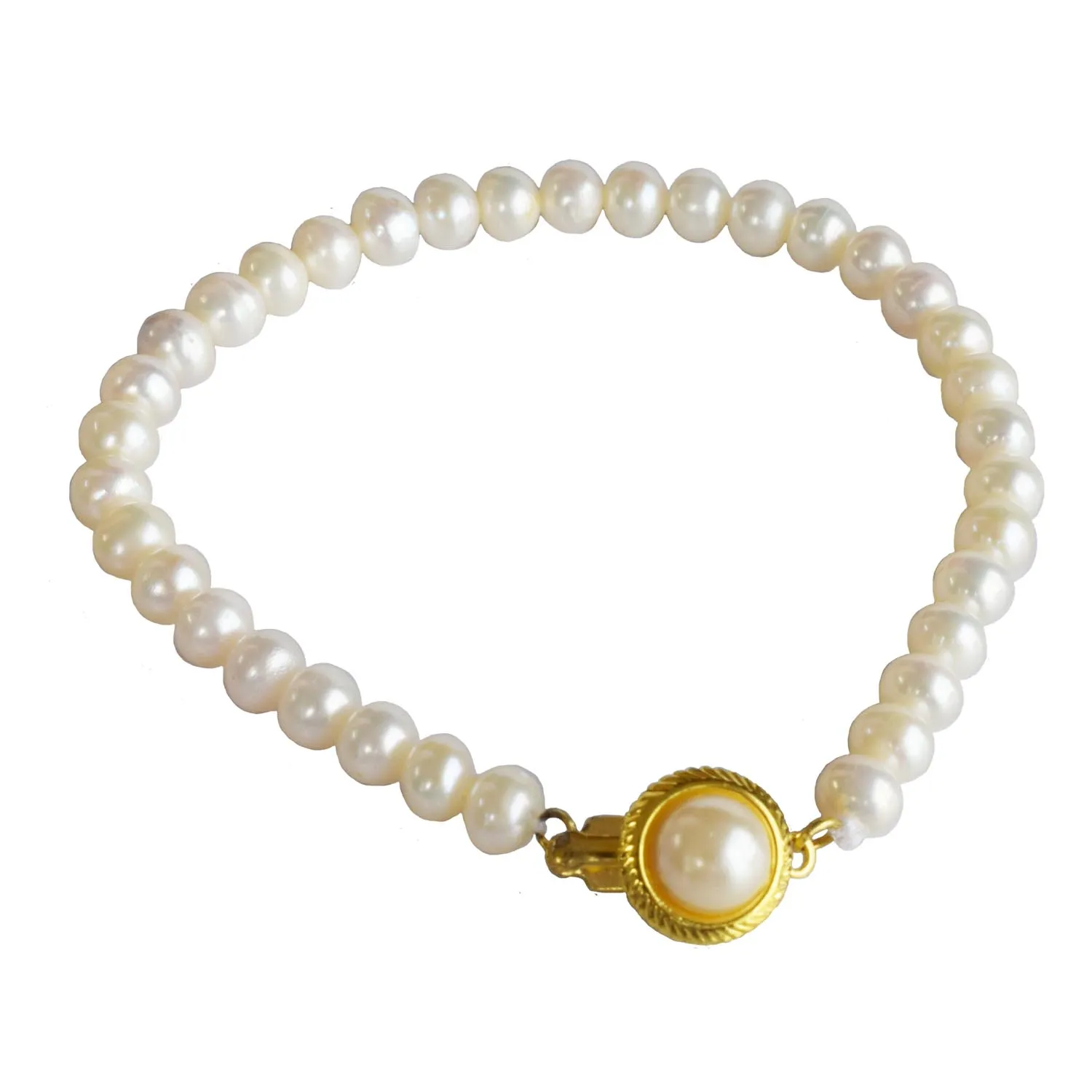 Single Line Real Natural Freshwater Pearl Necklace, Earrings, Ring, Bracelet Set (H1954)