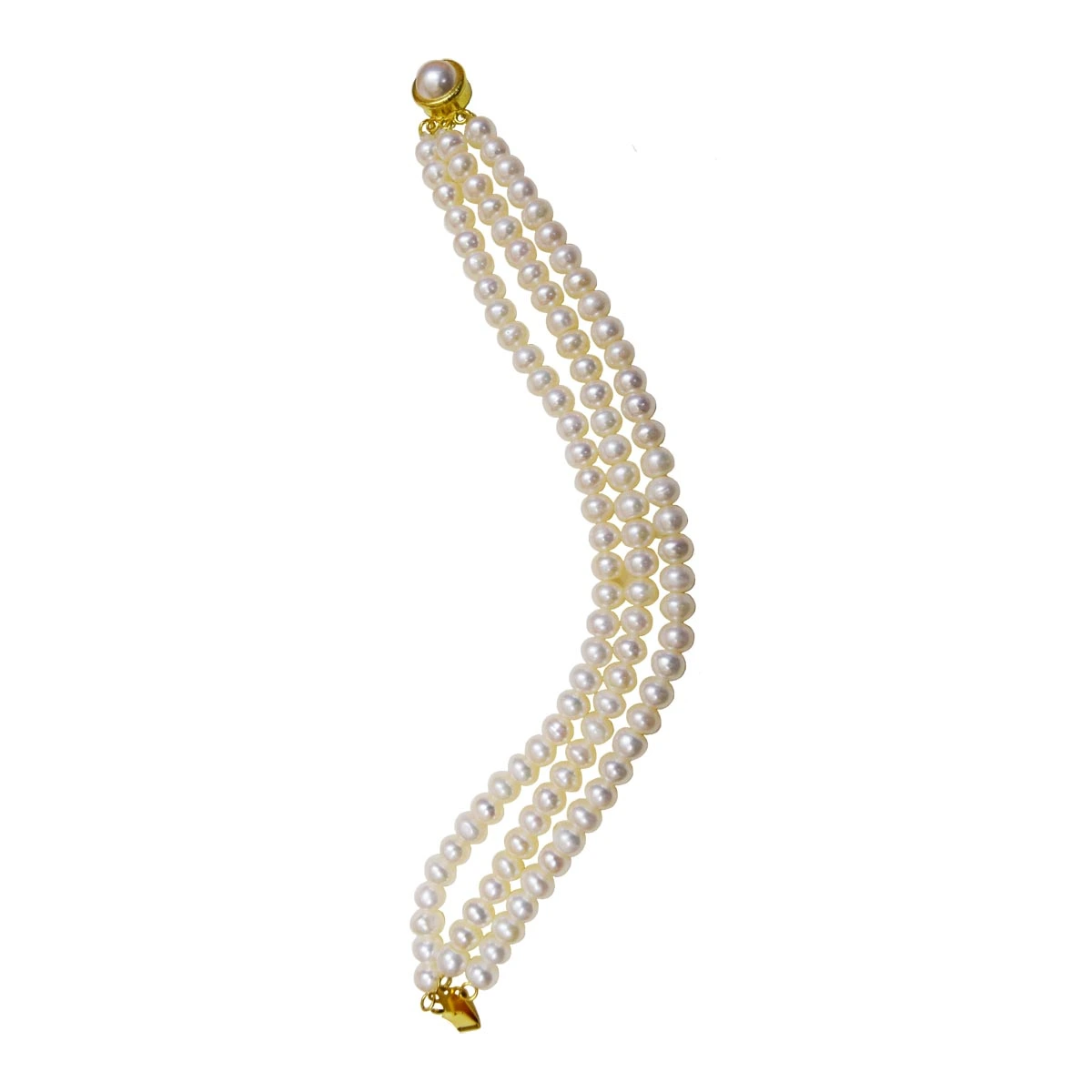 Three Line Real Pearl Bracelet for Women (SB77)