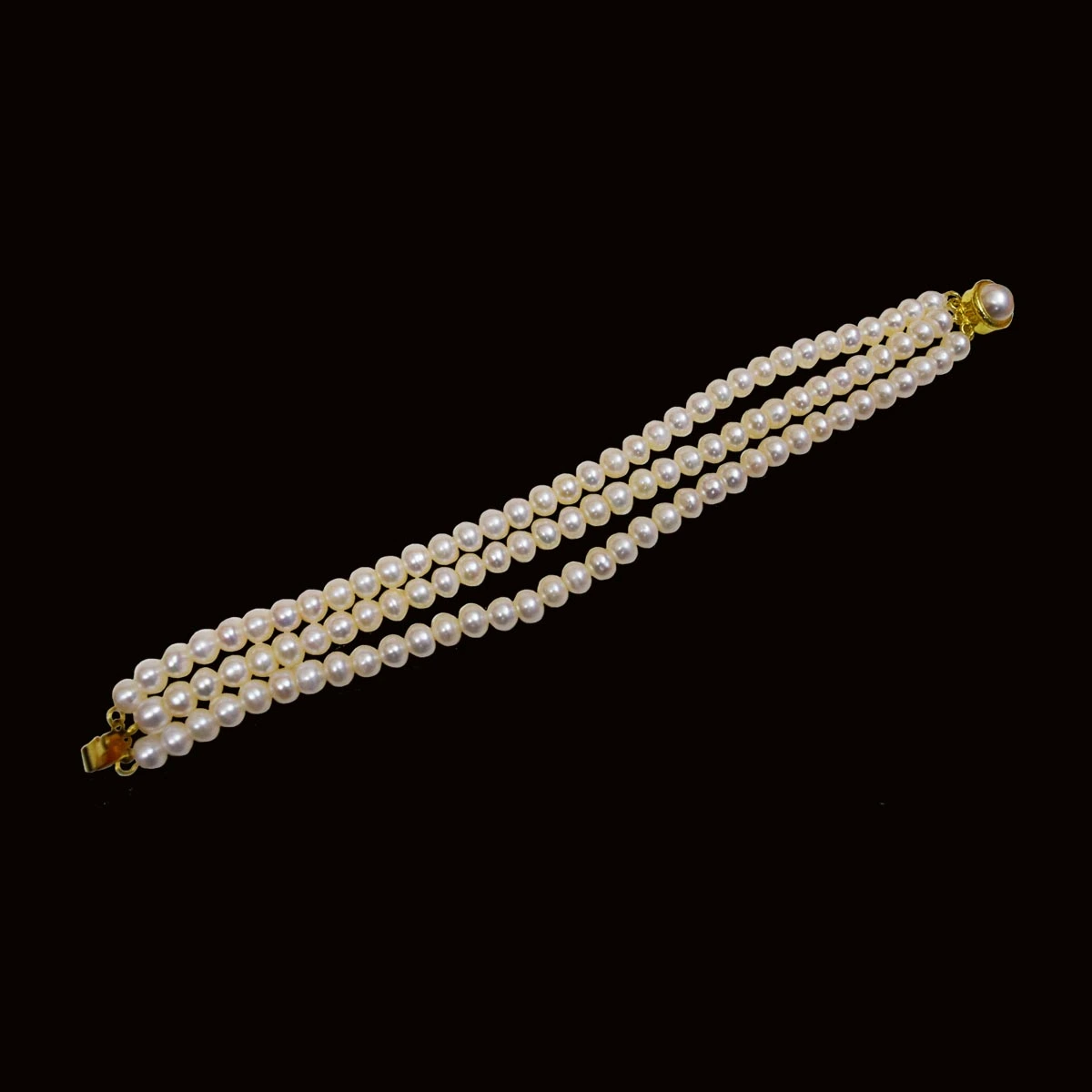 Three Line Real Pearl Bracelet for Women (SB77)