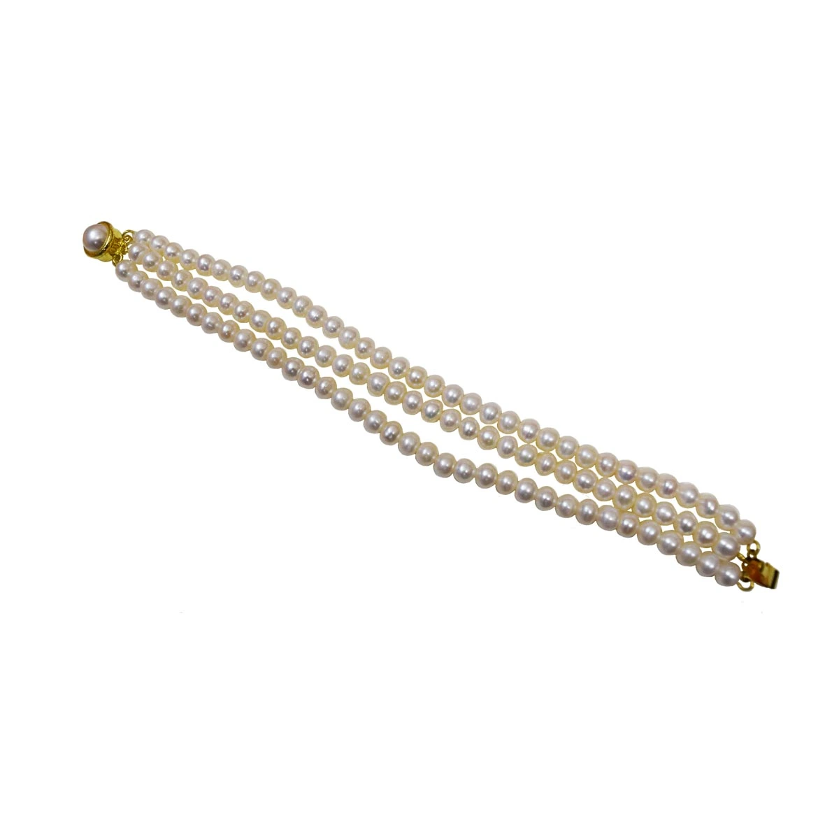 Three Line Real Pearl Bracelet for Women (SB77)