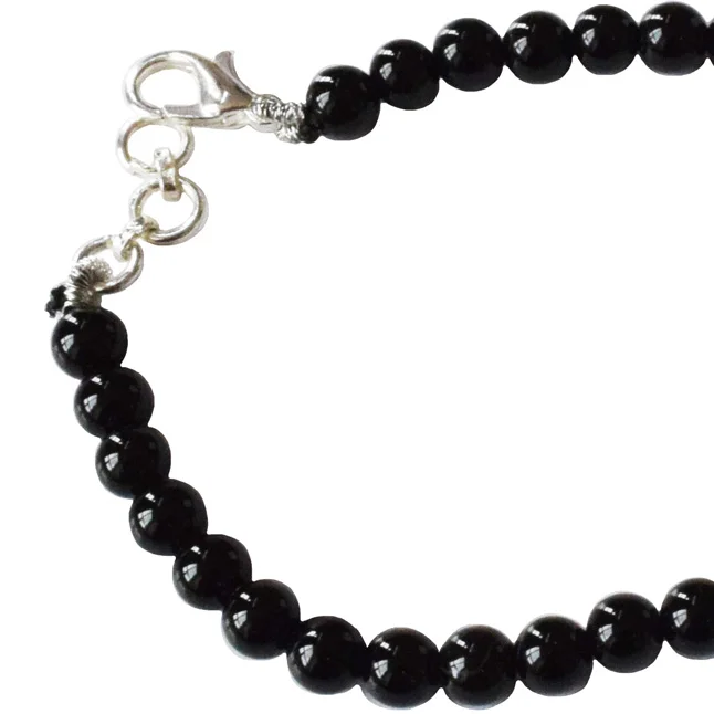 Eternal Harmony: Black Onyx & Silver Om Pendant Bracelet for Her (SB82)