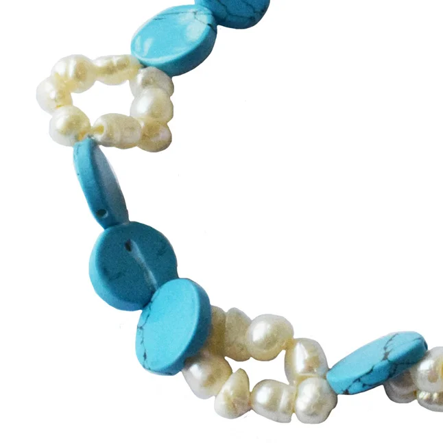 Enchanted Ocean Bracelet: Natural Freshwater Pearls & Turquoise Dream (SB89)
