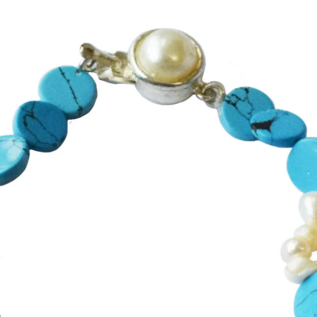 Enchanted Ocean Bracelet: Natural Freshwater Pearls & Turquoise Dream (SB89)