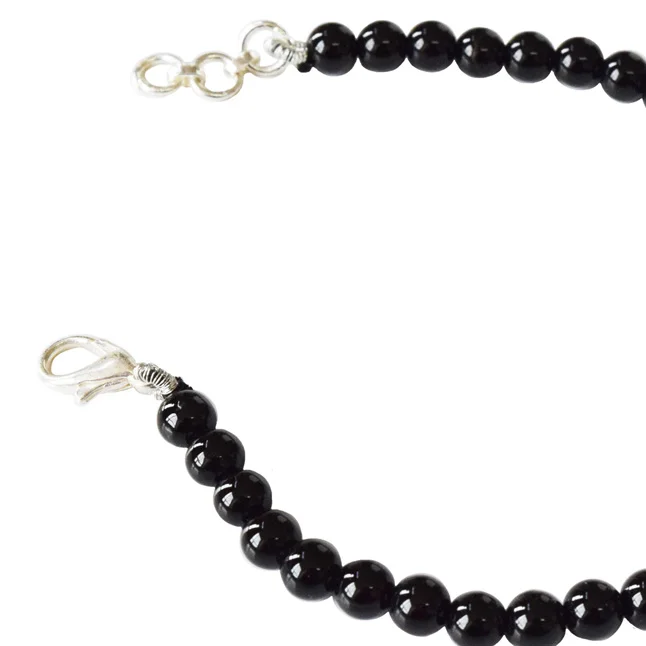Enchanting Midnight Serenity Onyx Bracelet with Silver OM Symbol (SB90)