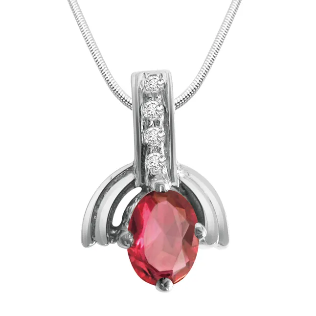 Dream Weaver - Tourmaline, Real Diamond & Sterling Silver Pendant with 18 IN Chain (SDP102)