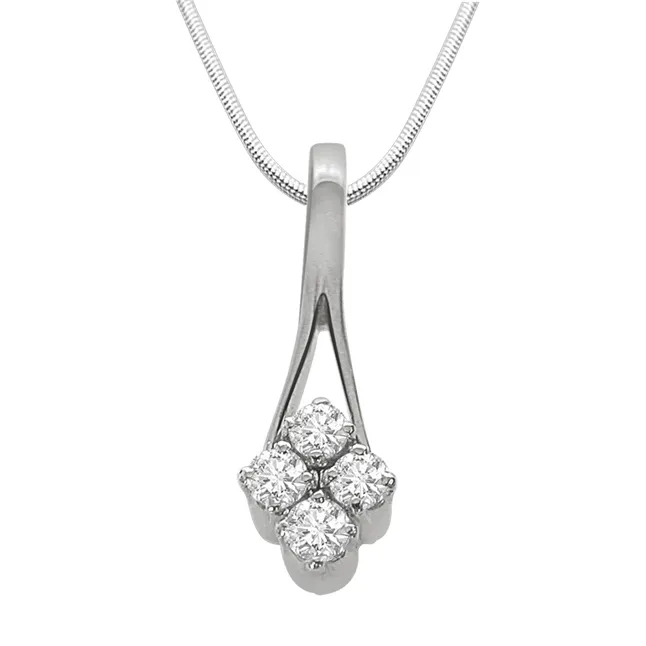 Flower Power - Real Diamond & Sterling Silver Pendant with 18 IN Chain (SDP103)