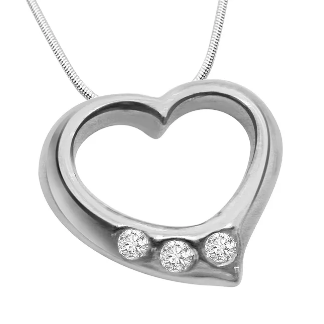 Delight Love - Real Diamond & Sterling Silver Pendant with 18 IN Chain (SDP105)