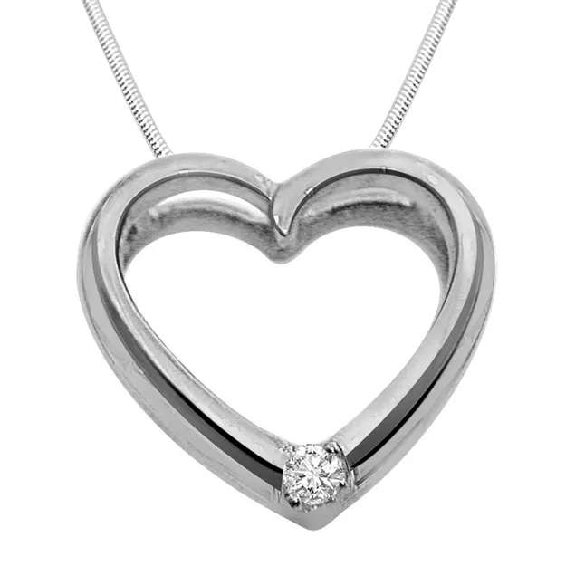 Queen of Heart - Real Diamond & Sterling Silver Pendant with 18 IN Chain (SDP107)