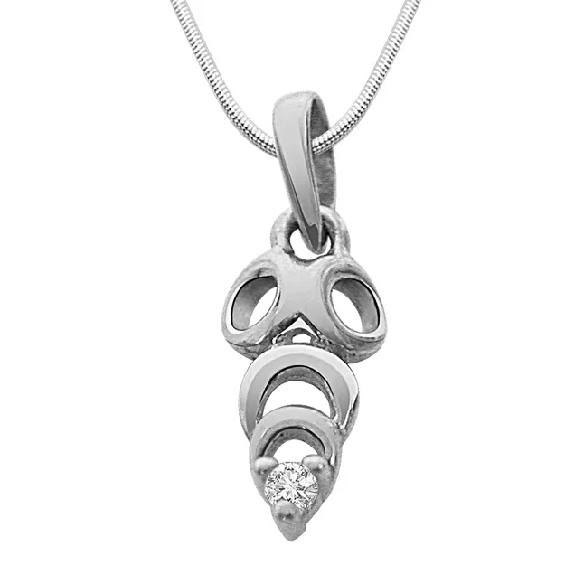 Fashion Frenzy -Real Diamond & Sterling Silver Pendant with 18 IN Chain (SDP111)