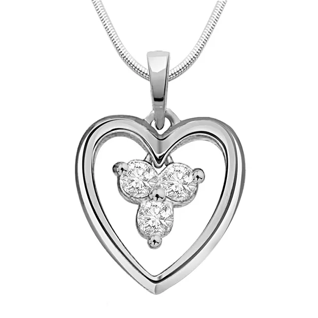Love Blooms - Real Diamond & Sterling Silver Pendant with 18 IN Chain (SDP112)