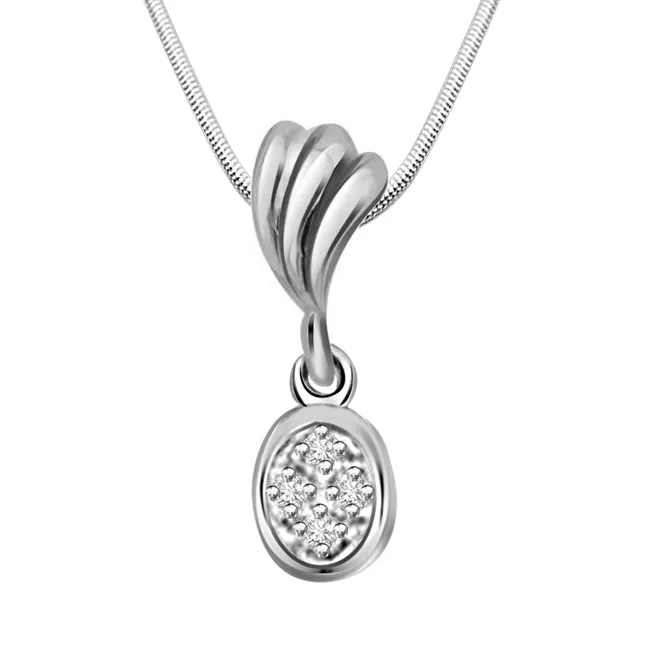 Fashion Review - Real Diamond & Sterling Silver Pendant with 18 IN Chain (SDP114)