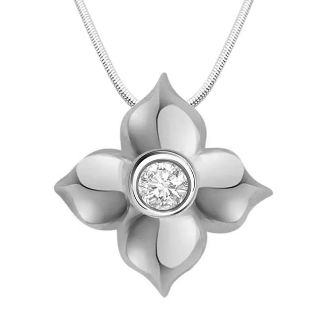 Petal's Power - Real Diamond & Sterling Silver Pendant with 18 IN Chain (SDP120)