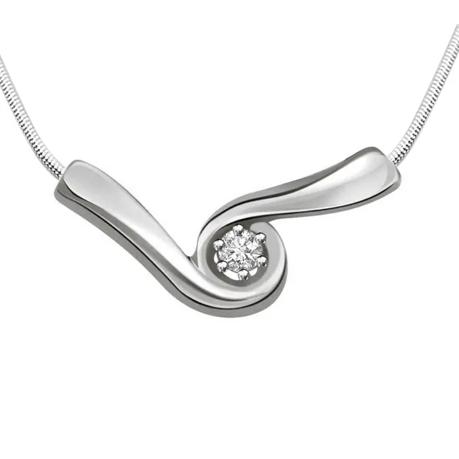 Lovely Bonding - Real Diamond & Sterling Silver Pendant with 18 IN Chain (SDP121)