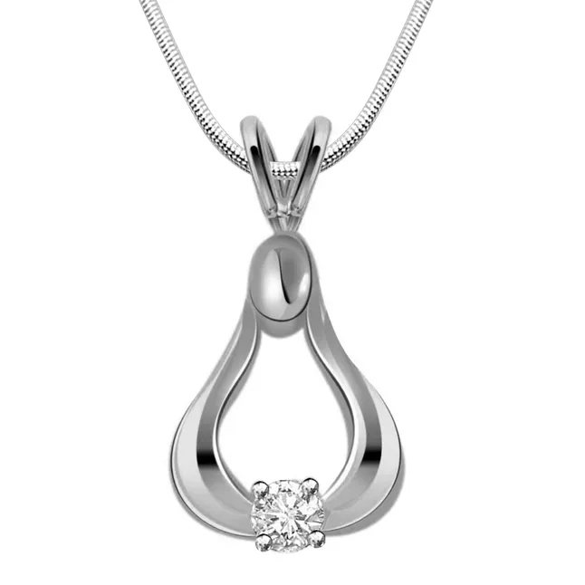 Smooth As Ice - Real Diamond & Sterling Silver Pendant with 18 IN Chain (SDP122)