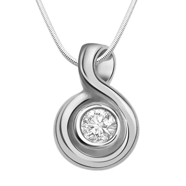 One Track Mind - Real Diamond & Sterling Silver Pendant with 18 IN Chain (SDP124)