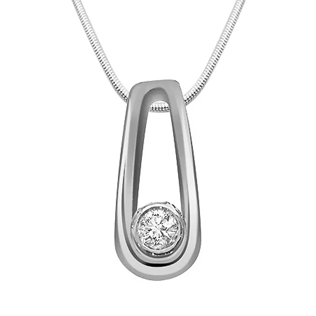 Free Falling - Real Diamond & Sterling Silver Pendant with 18 IN Chain (SDP127)