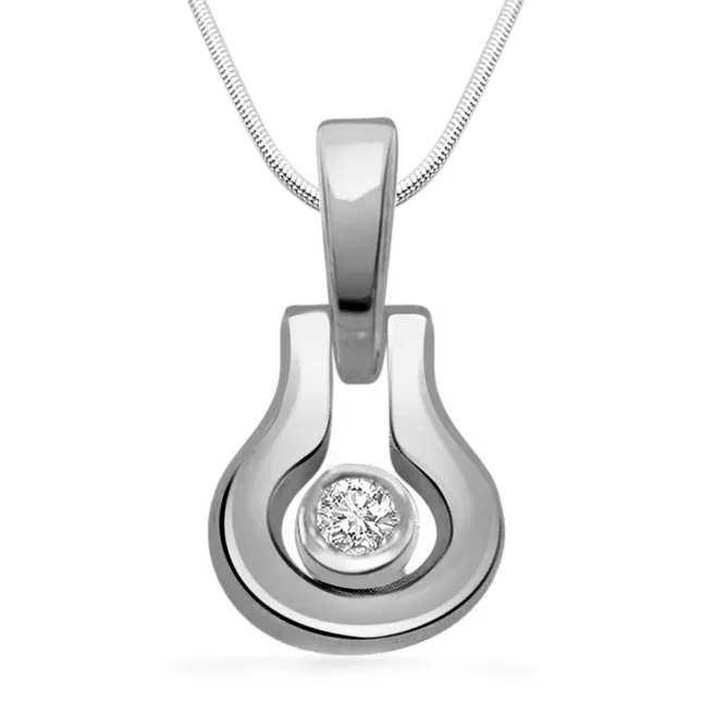 In The Ring - Real Diamond & Sterling Silver Pendant with 18 IN Chain (SDP128)