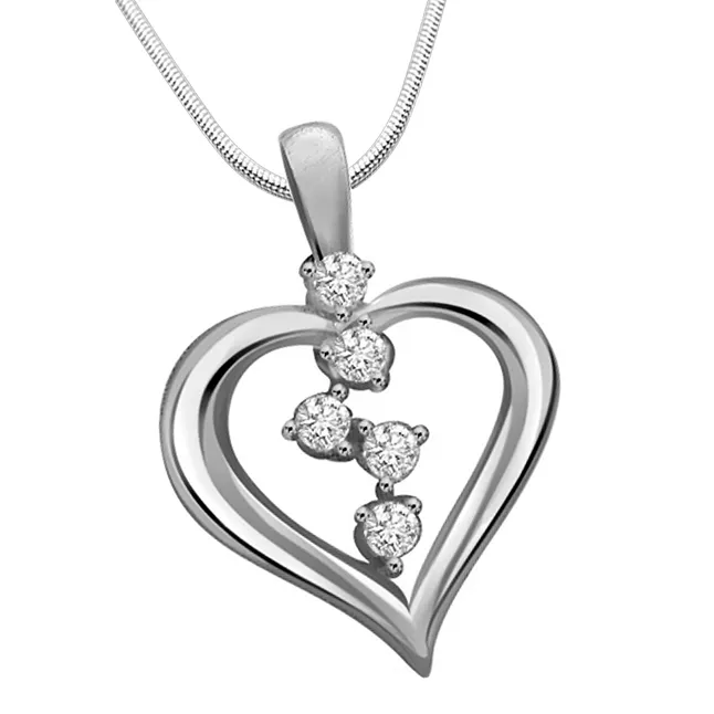 Gifts Of Love - Real Diamond & Sterling Silver Pendant with 18 IN Chain (SDP129)