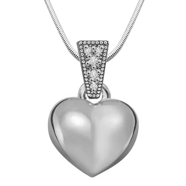 Heart Full of Soul - Real Diamond & Sterling Silver Pendant with 18 IN Chain (SDP130)