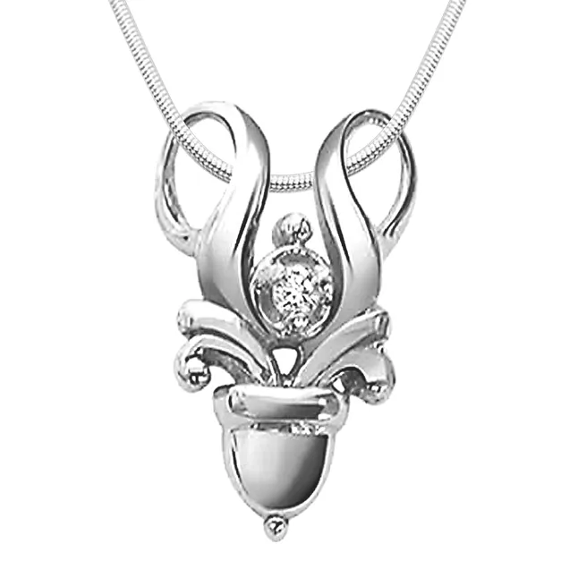 Love Forever - Real Diamond & Sterling Silver Pendant with 18 IN Chain (SDP14)