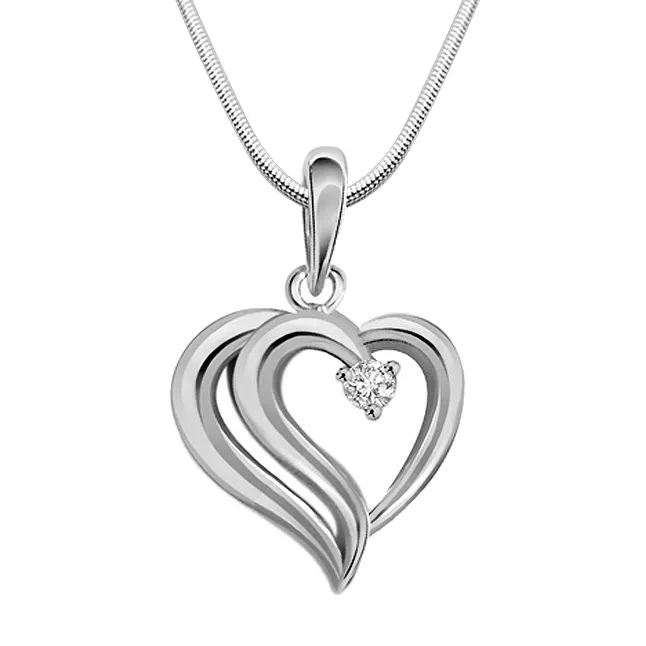 Full Of Smiles - Real Diamond & Sterling Silver Pendant with 18 IN Chain (SDP140)