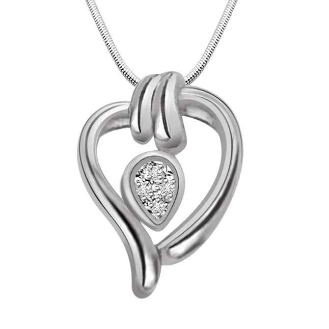 Candy Heart - Real Diamond & Sterling Silver Pendant with 18 IN Chain (SDP144)