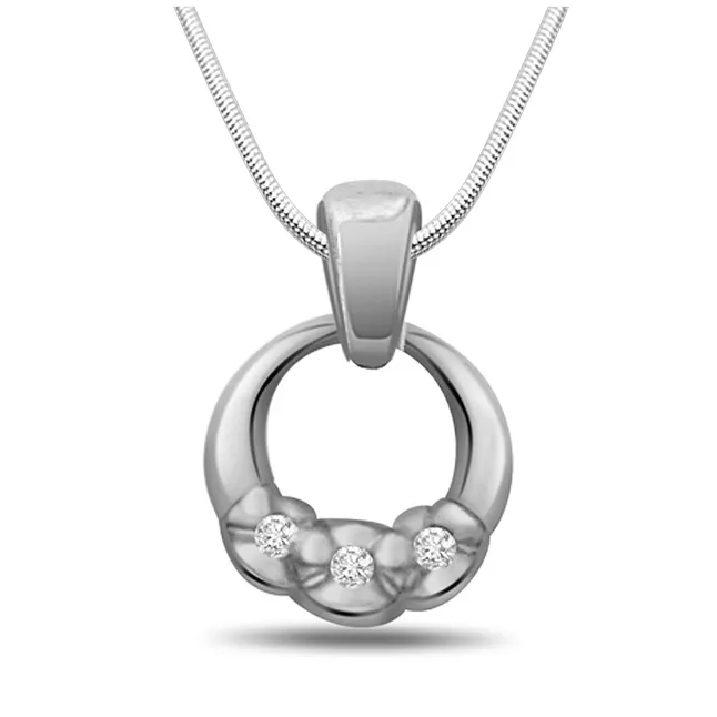 Ocean Of Love - Real Diamond & Sterling Silver Pendant with 18 IN Chain (SDP149)