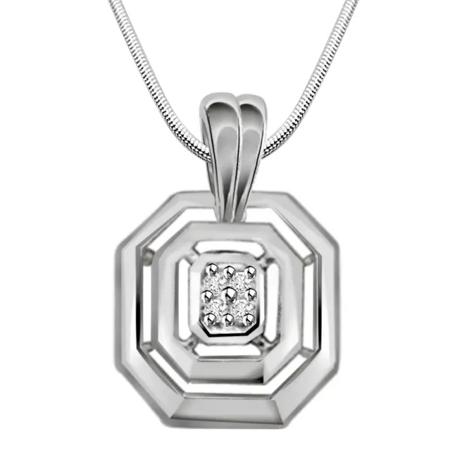 Sent From Heaven - Real Diamond & Sterling Silver Pendant with 18 IN Chain (SDP152)