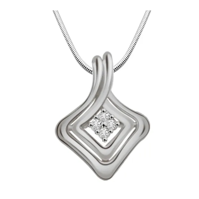 Mystery of Life - Real Diamond & Sterling Silver Pendant with 18 IN Chain (SDP153)