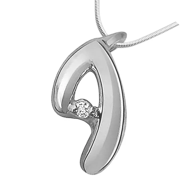 Glimpses of Love - Real Diamond & Sterling Silver Pendant with 18 IN Chain (SDP16)