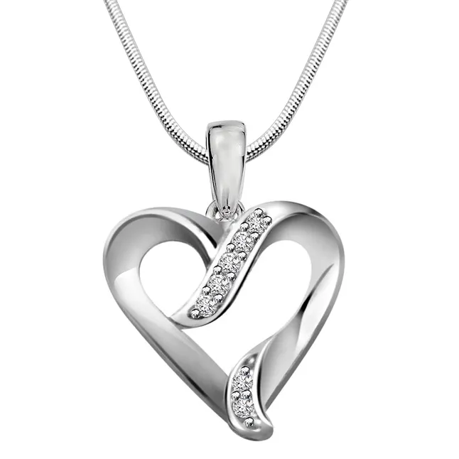 Peace of Mind - Real Diamond & Sterling Silver Pendant with 18 IN Chain (SDP170)