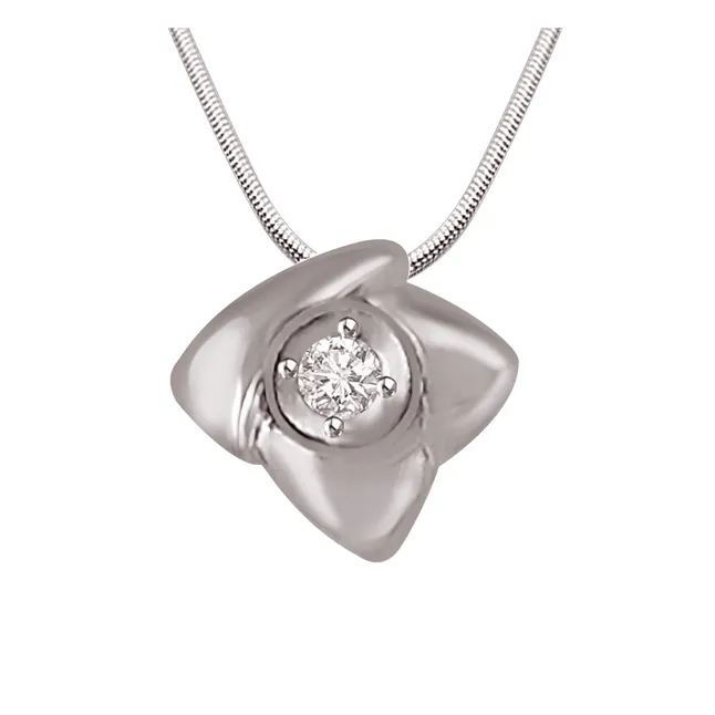 Unique Wonder Sterling Silver Real Diamond Pendant with 18 IN Chain (SDP188)